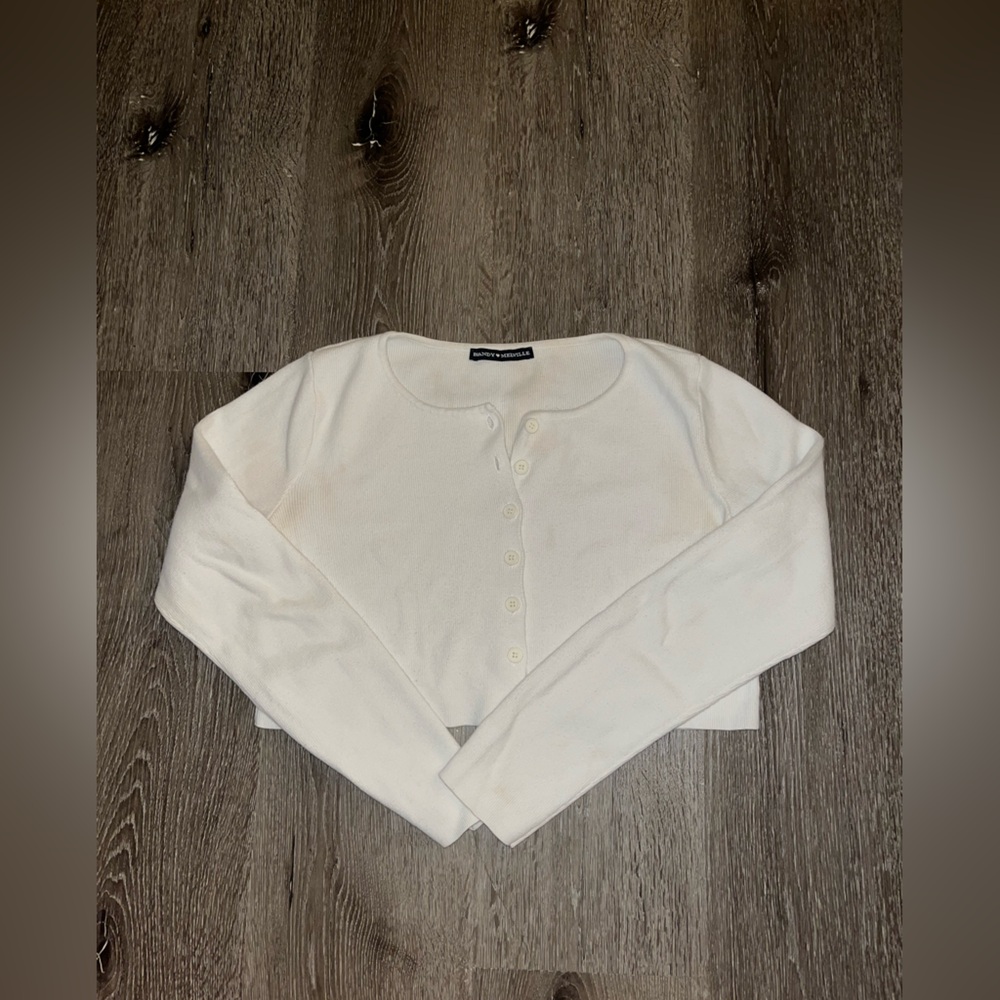 Brandy Melville cropped white button up cardigan